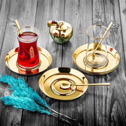 MESS 12 Parça Çay Seti Titanyum Gold